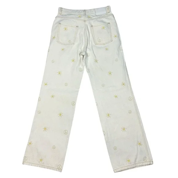 Designer Sandro High Rise Wide Leg Jeans Womens Size 24 White Denim - Picture 2 of 8